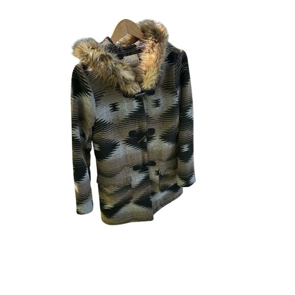 BB Dakota Toggle Coat Southwestern Aztec Hooded Jacket Wool Blend Women’s Med. - Picture 6 of 11